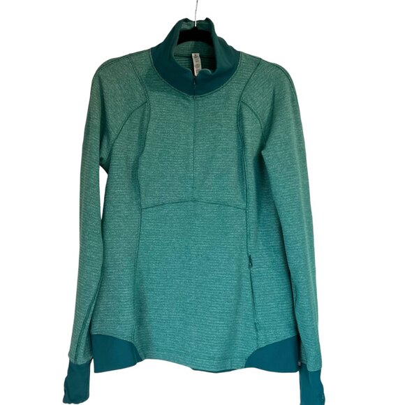 Lululemon Think Fast Pullover Herringbone 1/4 Zip Jacket Top Womens Size 12 - Picture 2 of 8
